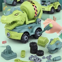 diy disassembly assembly dinosaur toy set screw assembly engineering vehicle toy dinosaur transport toy car boy educational toy
