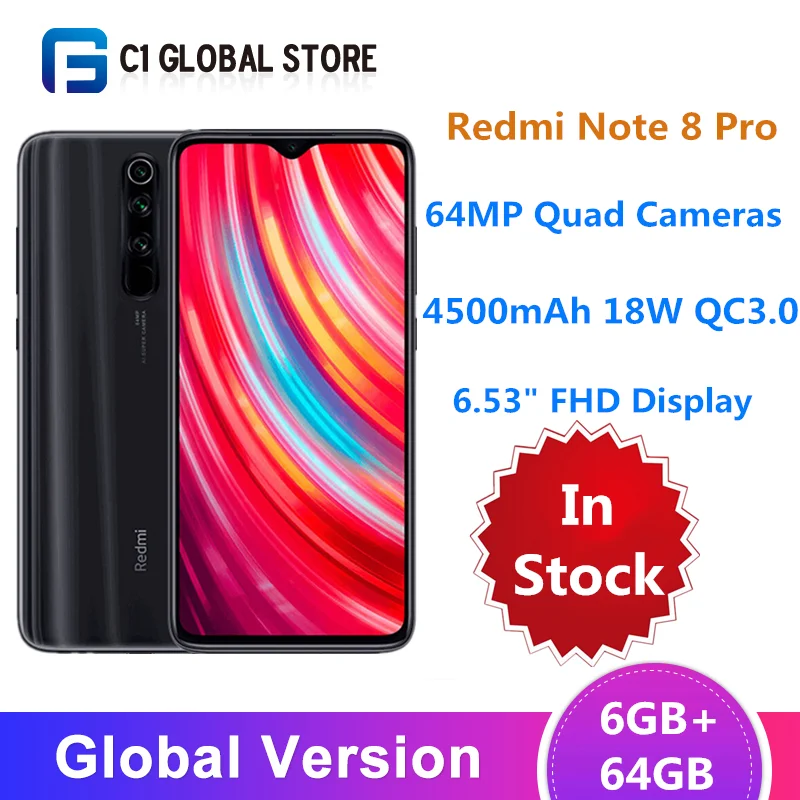Глобальная версия Xiaomi Redmi Note 8 pro 6 ГБ 64 мобильный телефон Процессор MTK Helio G90T Octa Core 53