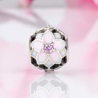 claudia valentines day s925 sterling silver magnolia peach blossom beads fit original bracelets women jewelry gifts