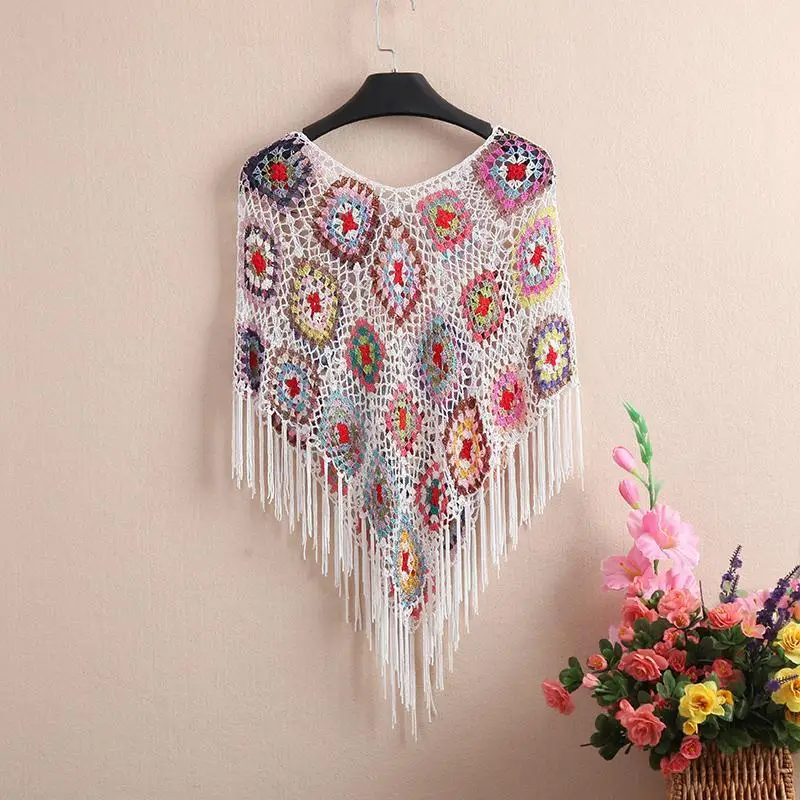 

Женский кружевной топ с бахромой, тонкий трикотажный универсальный короткий топ с круглым вырезом и защитой от солнца, весна-лето