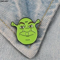 m4724 dmlsky funny green monster metal enamel pin brooch cute badge pins hat pin cartoon brooch jewelry badges for clothes