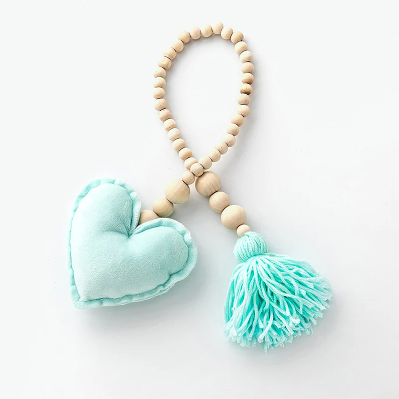 green heart Скандинавские украшения для детской комнаты деревянные бусины Звезда Сердце украшения для ребенка Мобильная подвеска на коляску кроватку игрушки для девочек детские палатки украшения - Цвет: green heart