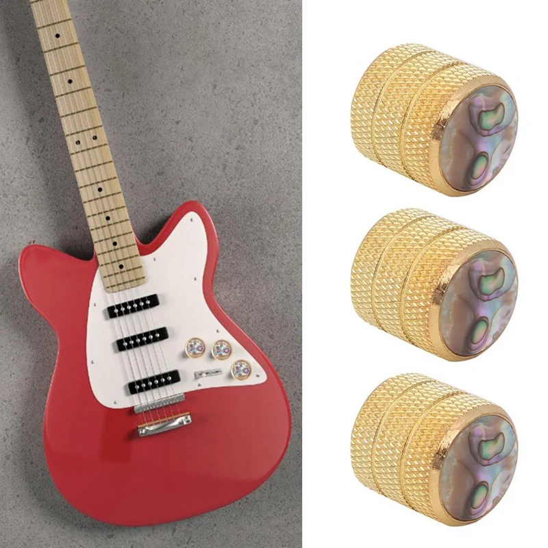 9Pcs Electric Guitar Bass Tone and Volume Metal Dome Control Abalone Knob Inlay Knobs Potentiometer Cap | Спорт и развлечения