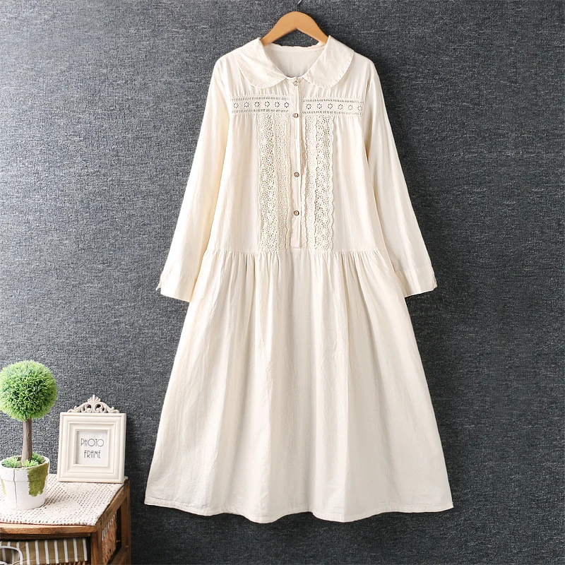 Платье с воротником Питер Пэн из хлопка|Женские платья| |