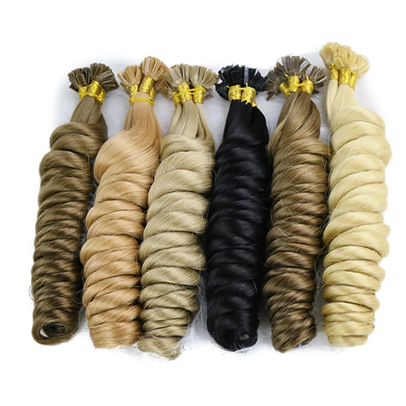 Wholesale Russian Pre Bonded Loose Wave Human Hair Virgin Double Drawn V Tip Hair Extensions