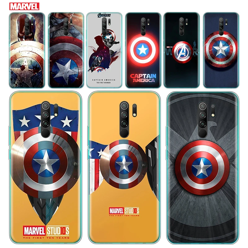 Прозрачный чехол с героями комиксов Марвел в форме щита Капитана Америки для Xiaomi
