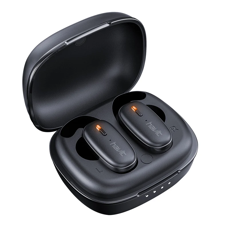 HAVIT TWS 5,0, Bluetooth, беспроводные наушники, стерео, жизнь, водонепроницаемая, Спортивная гарнитура с двойным микрофоном, DE RU, Китай - Цвет: Черный