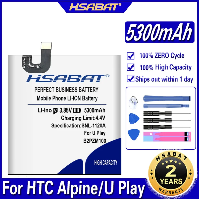Аккумулятор HSABAT B2PZM100 5300 мАч подходит для HTC Alpine U Play TD LTE батареи с двумя SIM