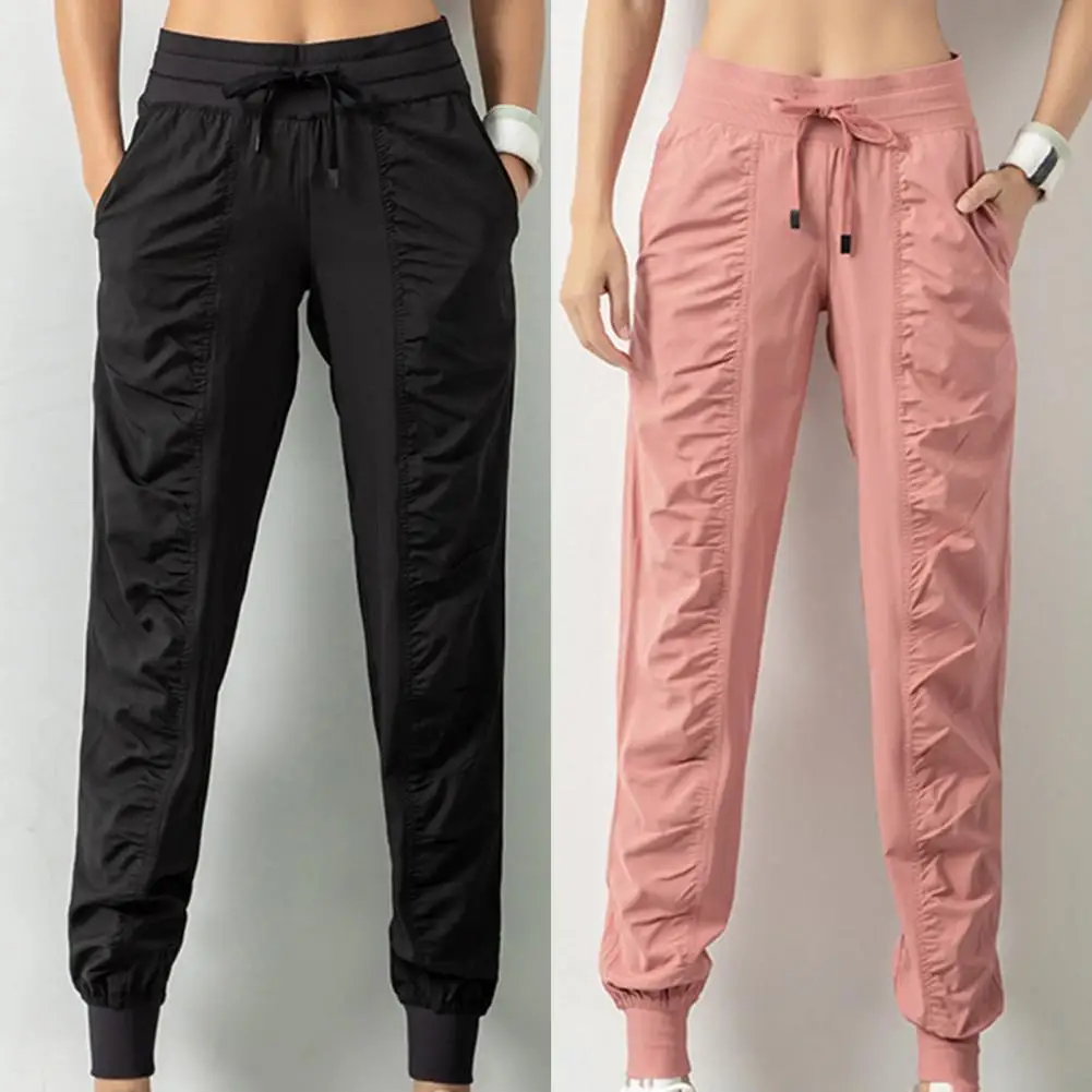 

Classic Exercise Pants Drawstring Simple High Waist Solid Color Sweatpants Sweatpants Slim Trousers