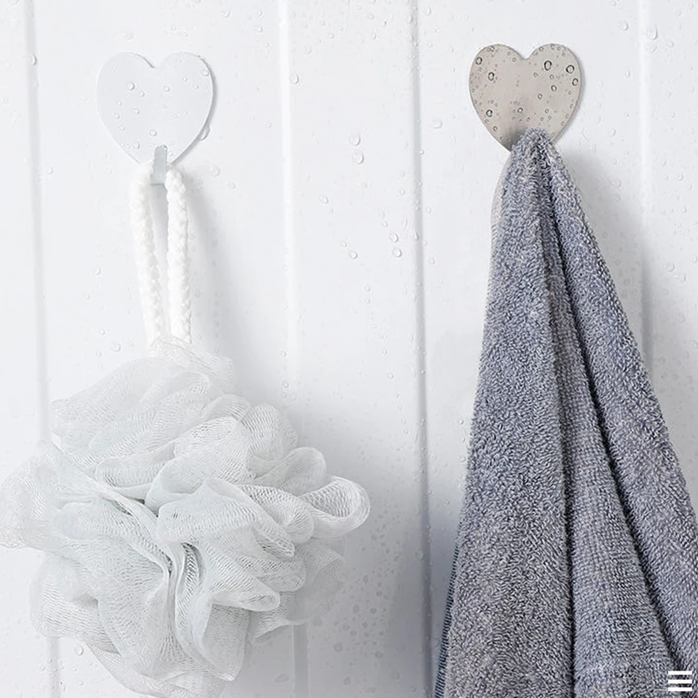 

Self Adhesive Silver Peach Heart Hook Metal Paste Wall Dream Catcher Hook Room Mounted Punching Free Kitchen Storage