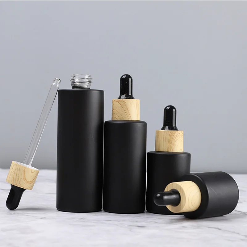 

10pcs Dropper Bottle Tubes Frosted Black Glass Aromatherapy Liquid for Essential Massage Oil Pipette Container Refillable Bottle