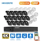 Система видеонаблюдения H.265, 16 каналов, 5 МП, 4K HD, POE, NVR, ИК IP-камера с записью звука на улице, комплект видеонаблюдения P2P, жесткий диск 4 ТБ
