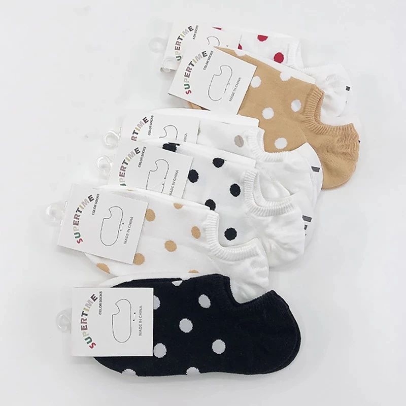 

Women Socks Short Cotton Aesthetic Novelty Dot Sweet Boat Socks for Girls Chaussette Femme Skarpety Kobieta Ankle Sock Woman Sox