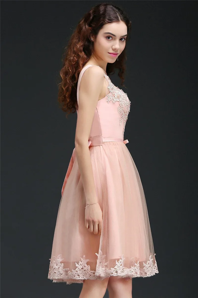 Вечернее Платья 2019 До Колена Распродажа розовые короткие кружевные коктейльные