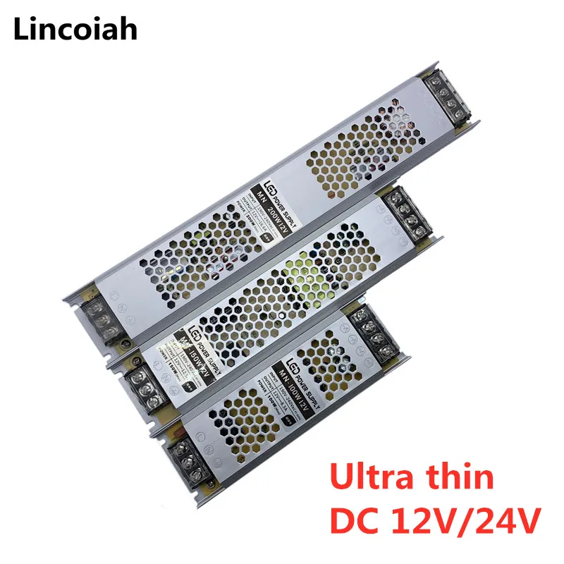 Ультра тонкий светодиодный Питание AC 190 240V AC/DC 12V 24V трансформаторы систем