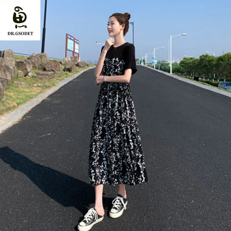 

GSODET Women's Elegant Dress for Women Hepburn Temperament High Waist Slim Short Sleeve Long Sexy Women's Fashion Dresses