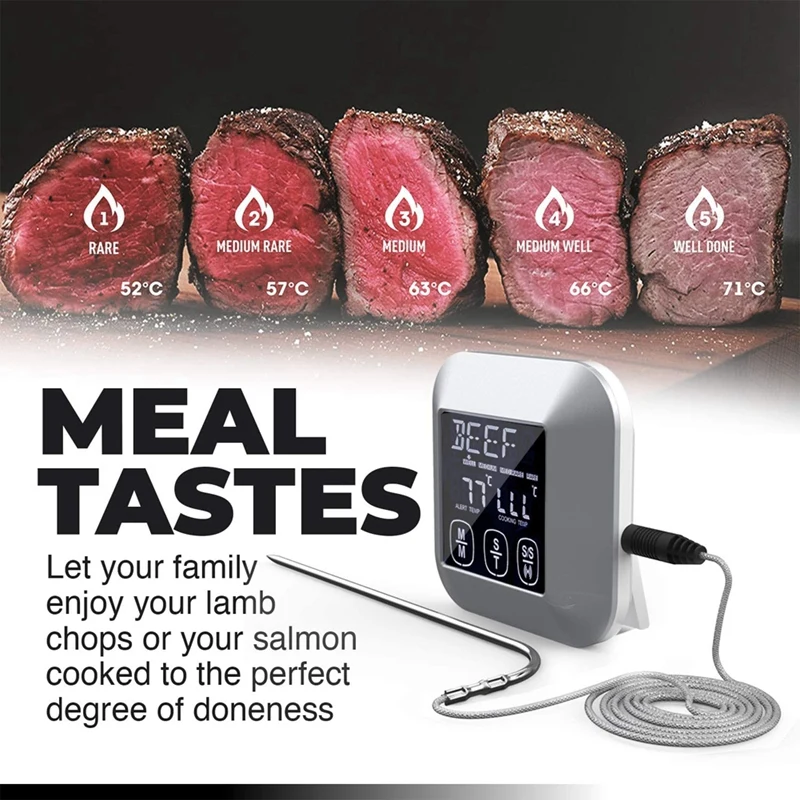 

Big deal 1 Pcs Digital Contact Screen Cooking Thermometer & 1 Pair Silicone Cooking Gloves with 2 Pcs Pastry Brush