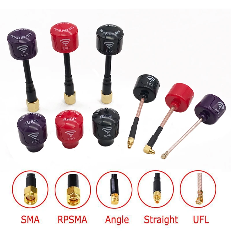 5 8 ГГц Lollipop 3dBi RHCP антенна с высоким коэффициентом усиления FPV 8G SMA/RP SMA/MMCX/UFL