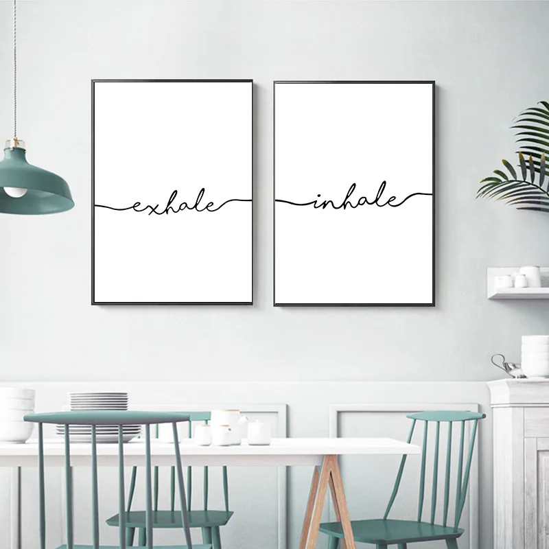 Минималистичный скандинавский черно белый постер на выдохе печать холсте
