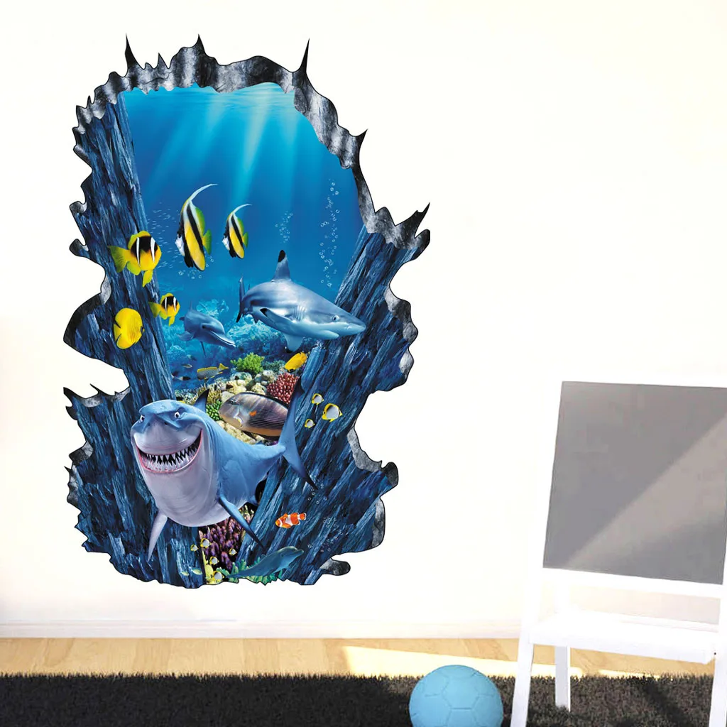 

#38 Wall Stickers Color Fish Pattern Stickers 3D Underwater World PVC Sticker Wall Stickers Wallpaper Living Room Decoration
