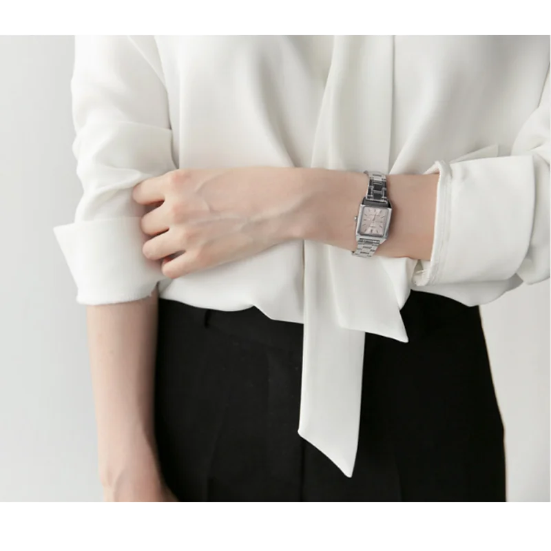 2019 новый тренд для женщин OL Офисная Леди Soild отложной воротник длинная шифоновая