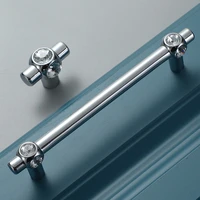 silver light luxury handle furniture wardrobe cupboard hardware crystal knobs for cabinet kitchen bedroom garden crystals pull