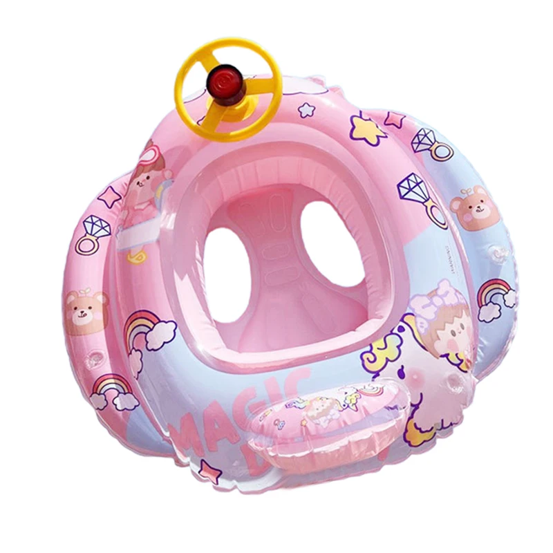 

Baby's Swimming Ring with Steering Wheel Design Inflatable Swimming Floating Seat Ring for 9-25KG Old Baby Kids SAL99