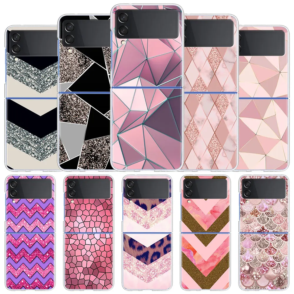 

Geometry Clear Hard PC Case for Samsung Galaxy Z Flip 3 5G Plastic Phone Coque Folding Splitting for Z Flip 3 Cover Shell Caso