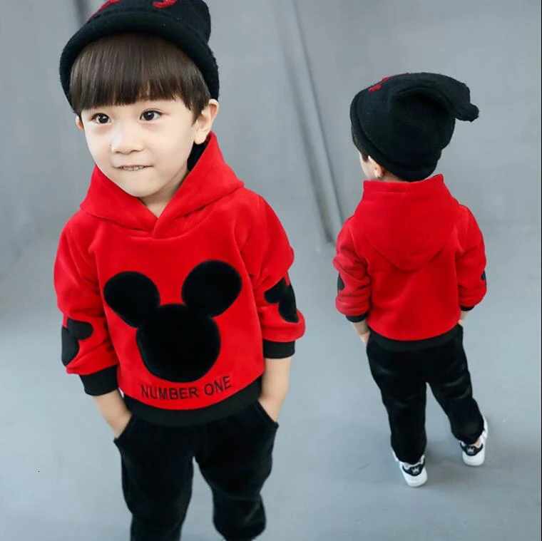 Kids Winter Clothing Set Fashion Thick Warm Cartoon Hooded Coat +pants 2pcs Little Boys Girls Outfits For 1-2-3-4-5-6Y | Детская одежда