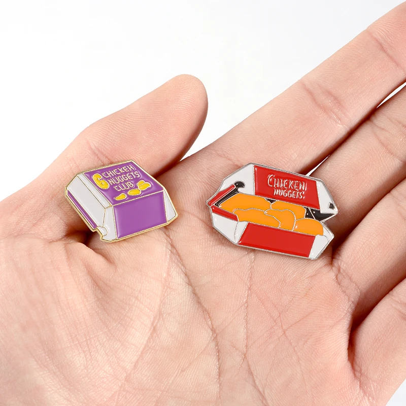 Курица самородки эмалированная булавка смешная закуска в коробке быстрого