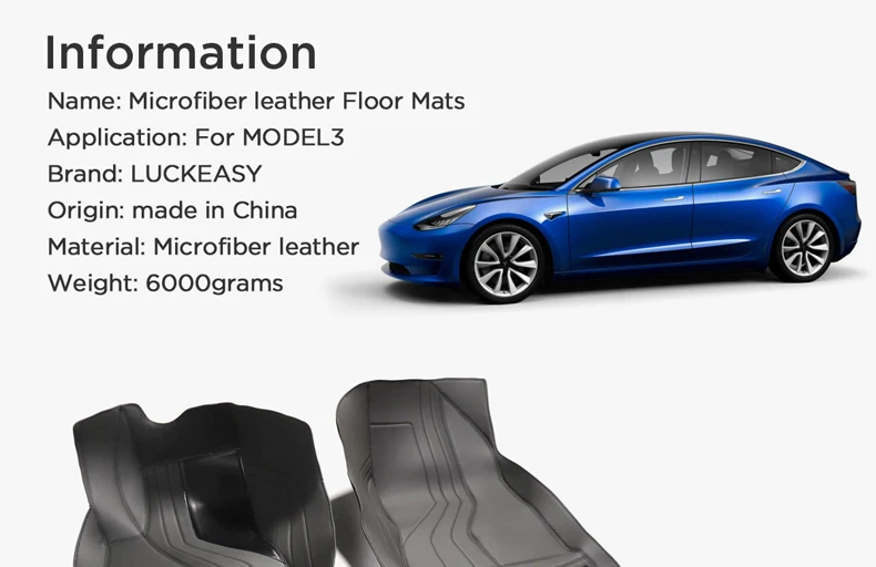 LUCKEASY для Tesla модель 3- автомобиль из микрофибры носить все включено коврики 3 шт./компл