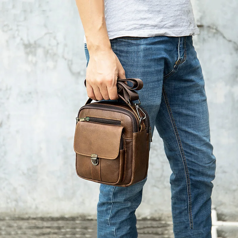 Сумка-мессенджер мужская из натуральной кожи винтажная |