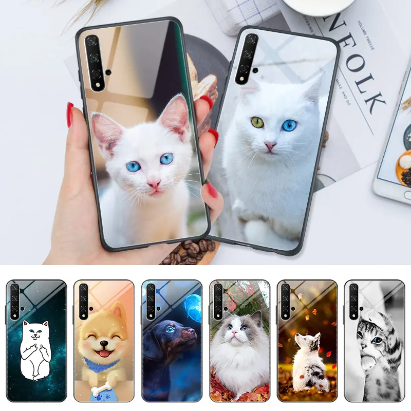 Чехол для телефона Huawei Nova 5T глянцевый Жесткий пластиковый с милым котом Mate 20 Lite PRO