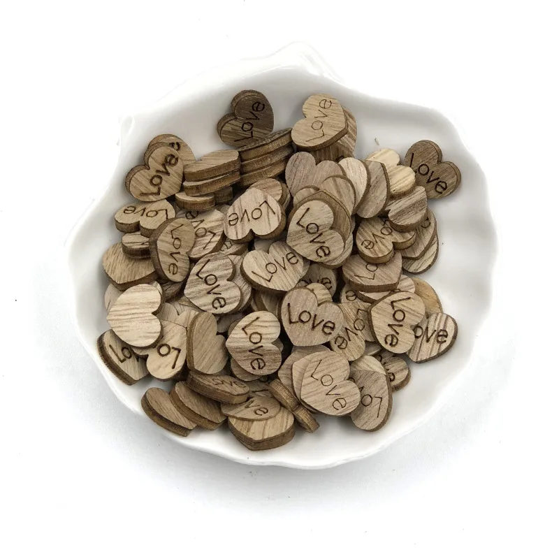 100 шт. деревянные миниатюрные кусочки в форме сердечек конфетти украшения для