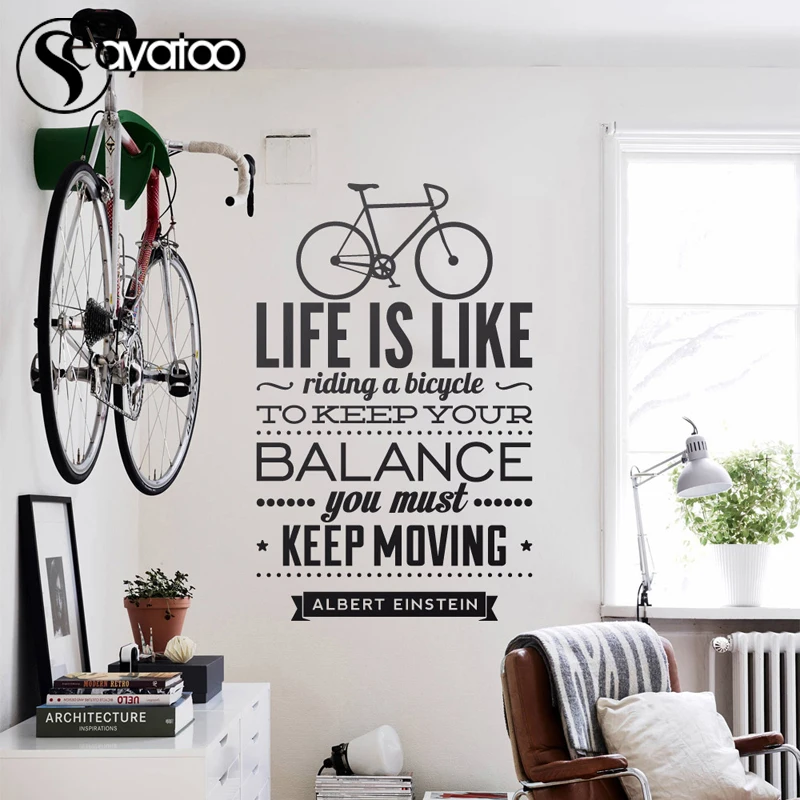 

Bicycle Quote Wall Stickers Bike Decals Mural Office Decoration Wall Decorative Vinyl Sticker Bedroom Home Inspirational 58x92cm