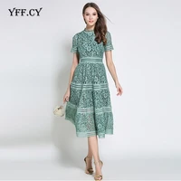 summer women clothes new elegant casual slim lace o neck short sleeve midi dress party streetwear holiday dresses female robe