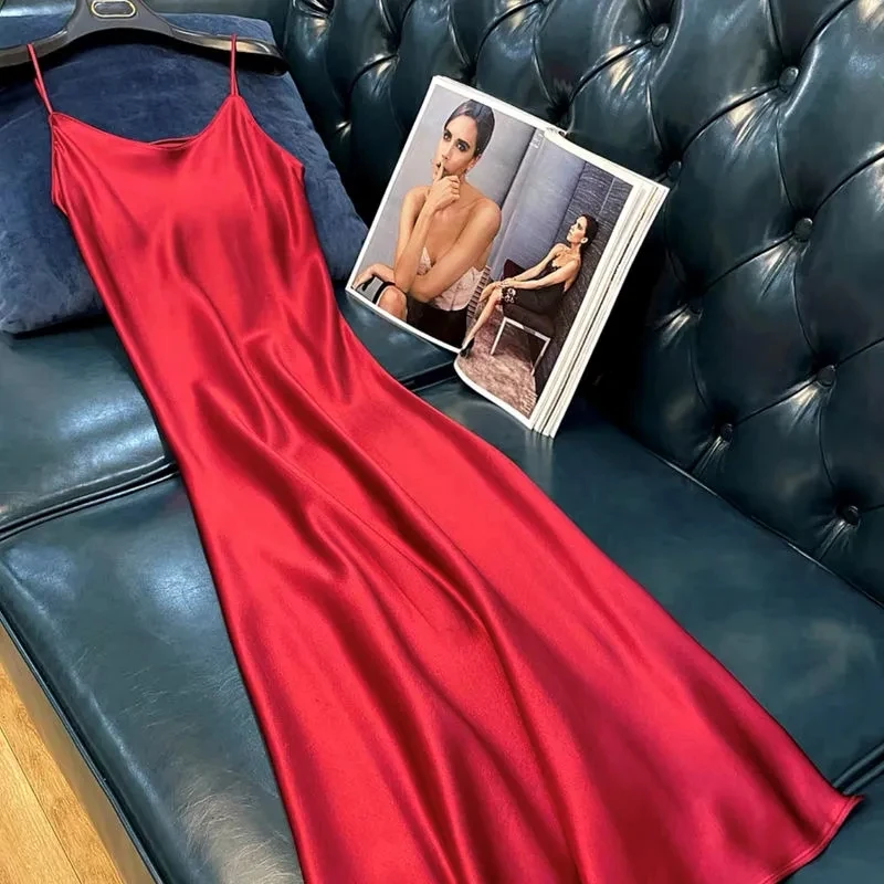 

Женское атласное платье без рукавов, 7 цветов