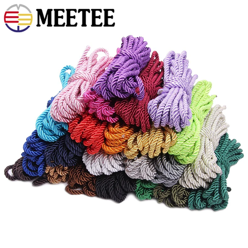 

10Meters Meetee 3mm 3 Shares Rope Twisted Cords Ropes Bag Strap Clothing Decoration Rope DIY Home Textile Sewing Accessories