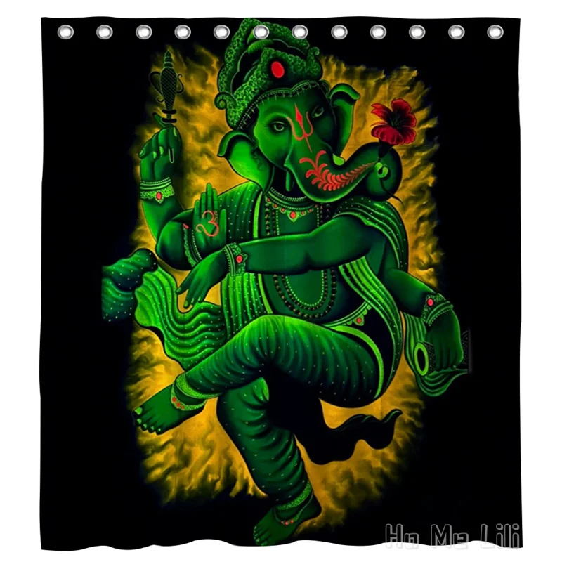 

Lucky Green Ganesha Back With Golden Light Relax And Enjoy By Ho Me Lili Shower Curtain With Hooks