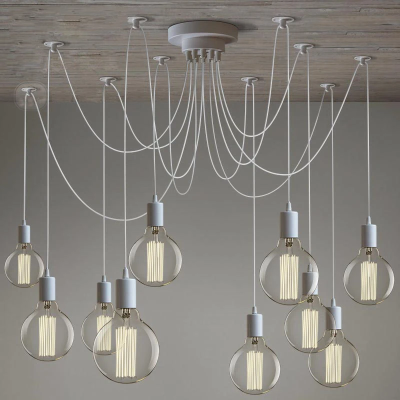 Современный E27 арт паук потолочный светильник белый/черный люстра в стиле лофт