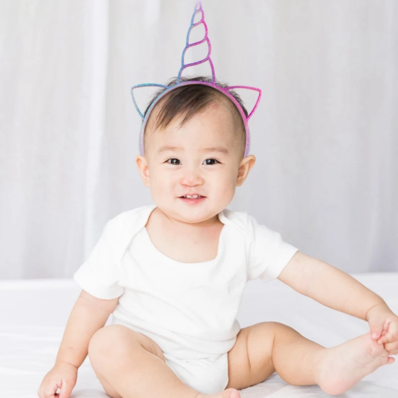 6 шт./лот обручи для волос с единорогом девочек милые пластиковая повязка на