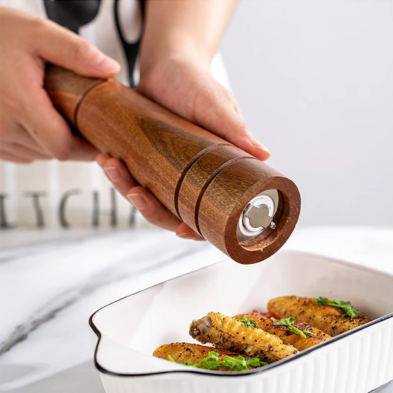 

5/8 Inch Salt And Pepper Mill Ebony Wood Manual Pepper Grinder Ceramic Core Wooden Multi-purpose Spice Mill Kitchen Tools