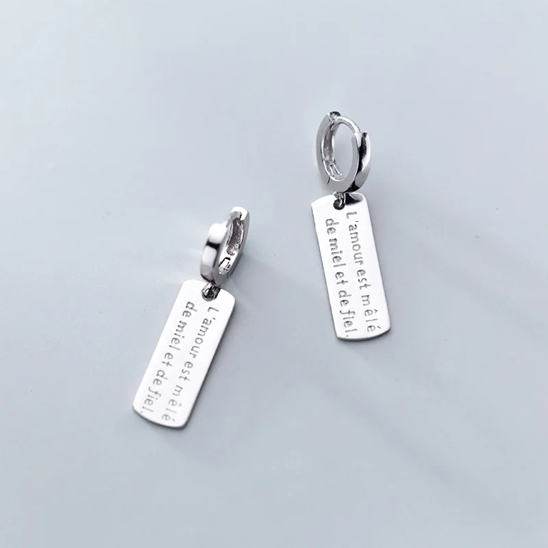 Женские Геометрические прямоугольные серьги кольца Trustdavis 100% Стерлинговое