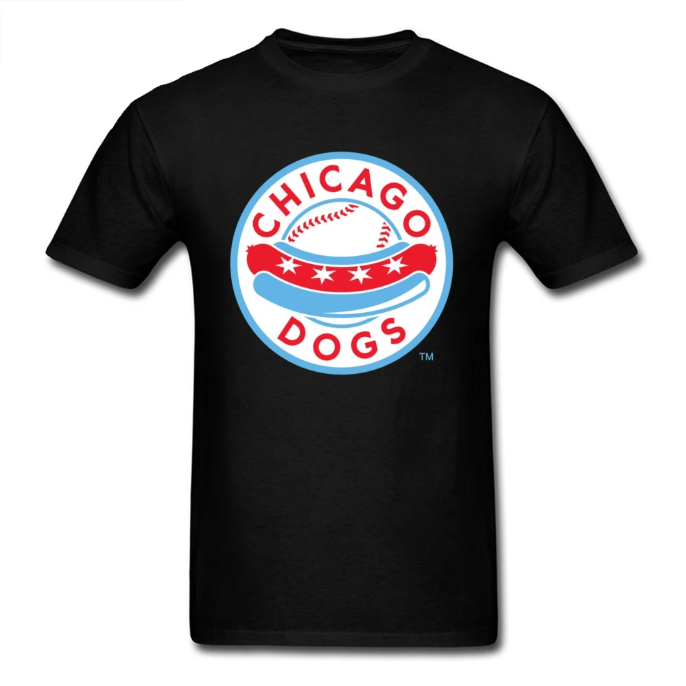 

Men T Shirt Chicago Dogs T-shirt Male Funny Hot Dog Tshirt Cartoon Letter Logo Tops Cotton Fabric Black Tees Team Streetwear