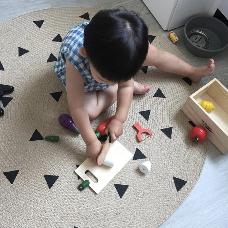 Плетеный джутовый ковер украшение для детской комнаты круглый Детские