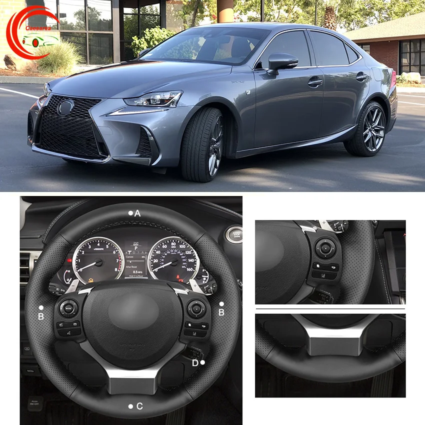 

Для Lexus IS 200 т 2016 2017 черный кожаный чехол рулевого колеса автомобиля DIY рука сшитый на заказ