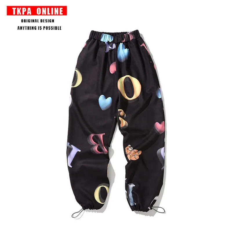 

2021 Spring Japanese Style Fashion Full Printed Sports Casual Pants Men's Straight-Leg Pants Loose Drooping Korean Drawstring