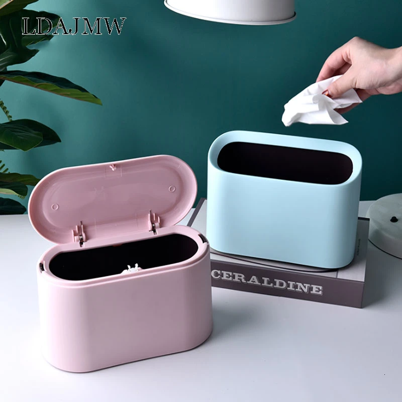 Зеленая пластиковая мусорная корзина настольный маленький контейнер для