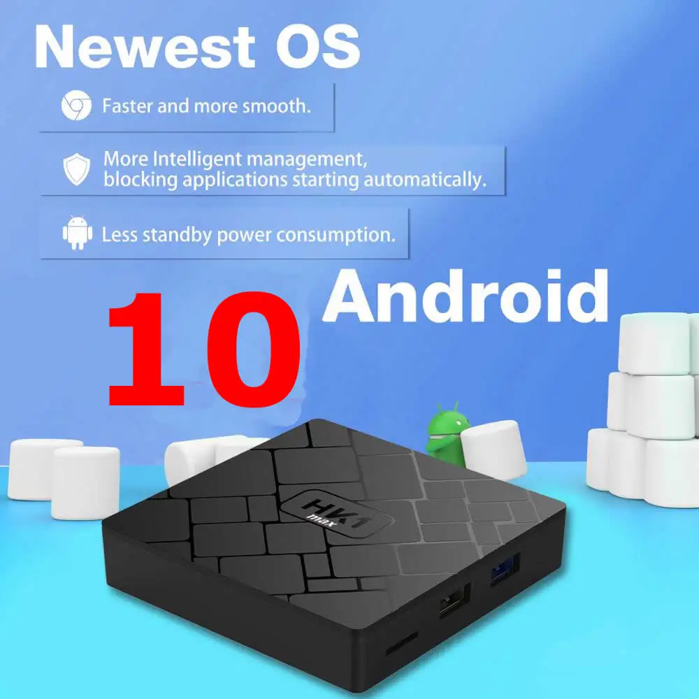 ТВ-приставка HK1 MAX приставка на Android 10 с четырехъядерным процессором RK3318 4 Гб ОЗУ 64