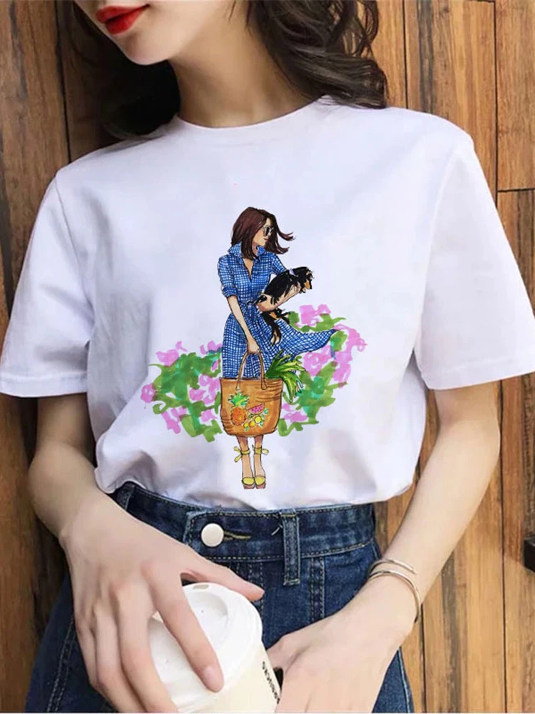 

T-shirt ladies 2021 cute print ladies T-shirt summer Harajuku casual short-sleeved fashion shirt